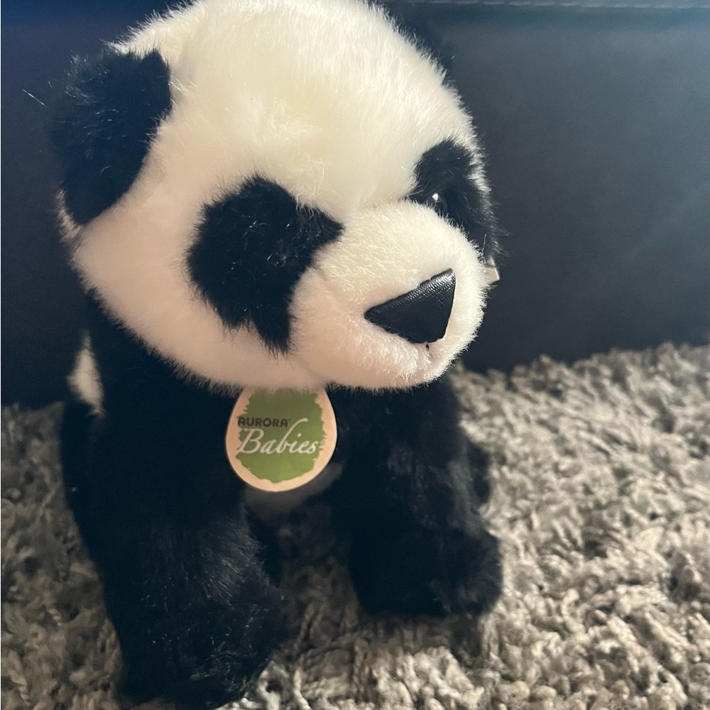 Aurora World Nature Babies MEI Panda Bear Black White 11in Soft Fur Plush Animal